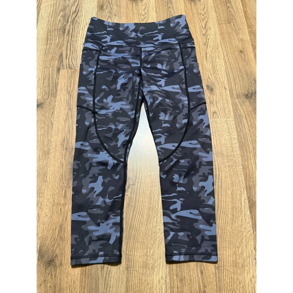 Zyia Active Pants, Youth Girls Size 6-8, Black Gray Blue, Camouflage, Leggings